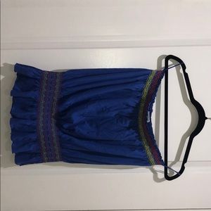Mango strapless bright blue summer shirt